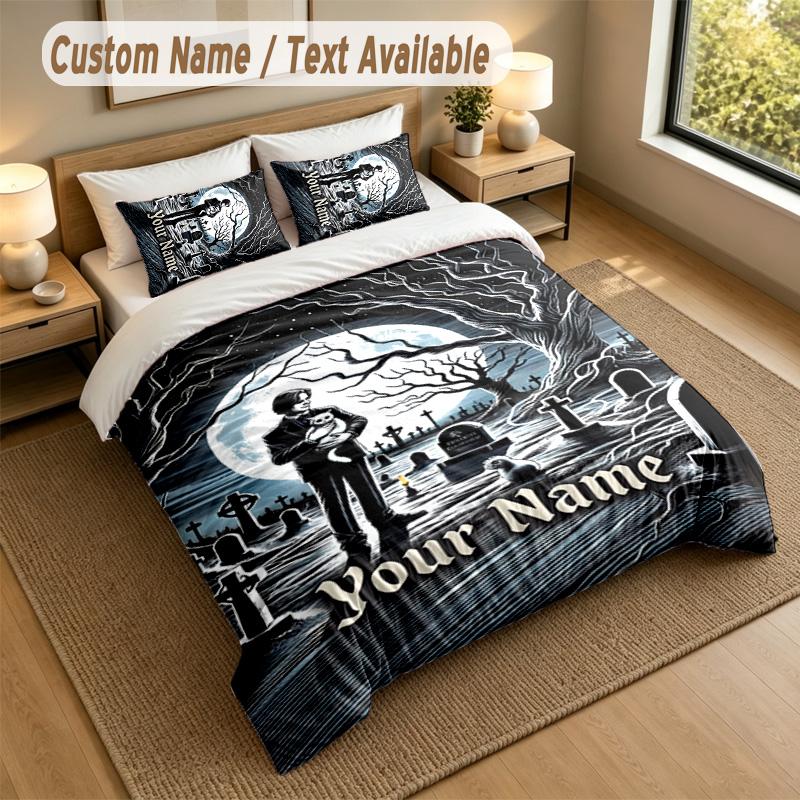 3Pcs Bedding Set Custom Name Text, 1 Sheet 2 Pillowcases Home Bed DecorPet Sematary