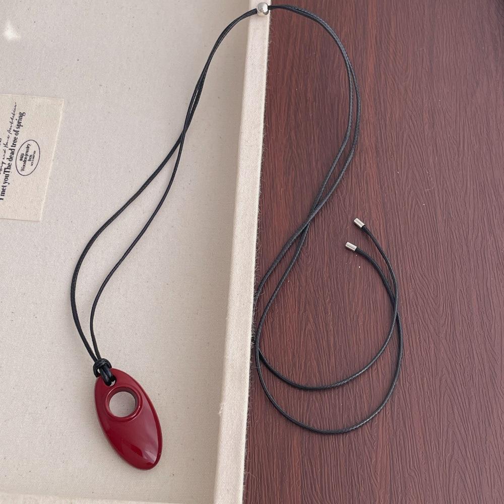 

Korean Fashion Multicolor Enamel Hollow Water Drop Pendant Necklaces For Women Adjustable Long Wax Rope Sweater Chain 99cm 75cm