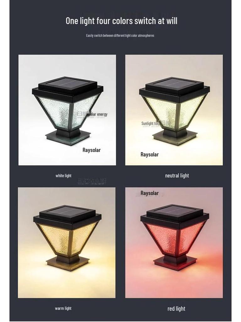 Modern Solar Outdoor Waterproof Pillar Light for Gardens, Courtyards, and Fences