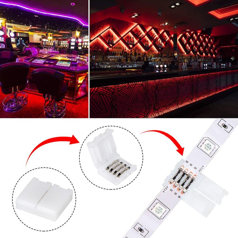 20Pcs/Set 10mm 4 Pin LED RGB Connector Set L Shape Unwired Gapless Solderless SMD 5050 RGB Connector LED Lights Accessories