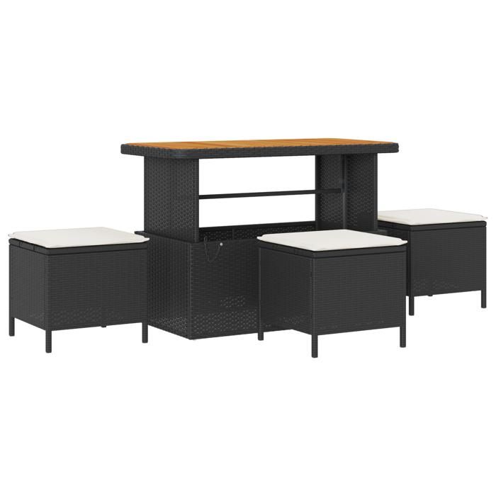 VidaXL Ensemble de Sofa de Jardin de 13 Pièces avec Coussins Noir Poly Rattan Acacia 3362180