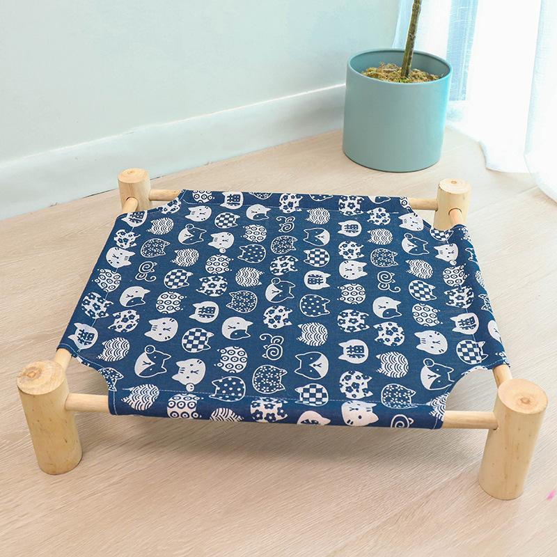 Abnehmbares und waschbares Haustier-Feldbett, bequemes Katzennest für alle Jahreszeiten, feuchtigkeitsbeständiges Katzenbett aus Kiefernholz, Zwinger-Hängematte