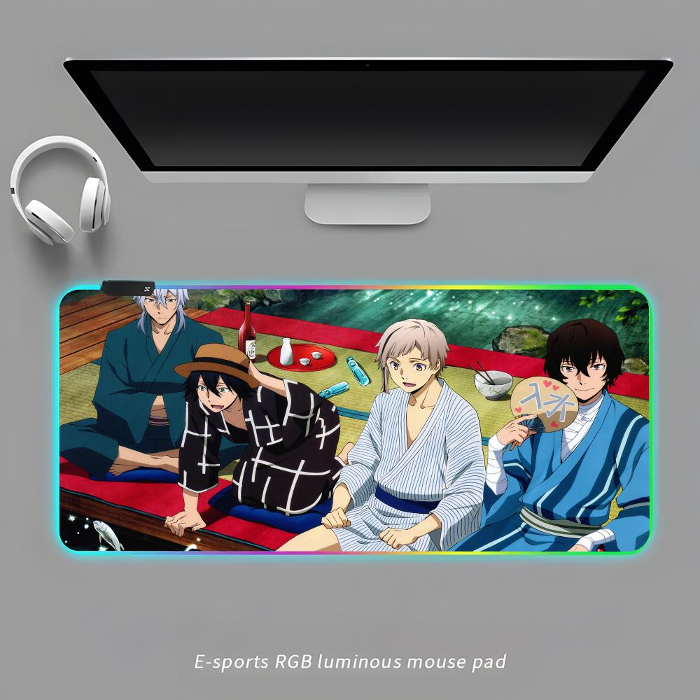 

Bungo Stray Dogs Mouse Pad RGB Gaming Mouse Pad Desk Mat HD Gamer Large LED Light XXL MousePads RGB600x300x3mm