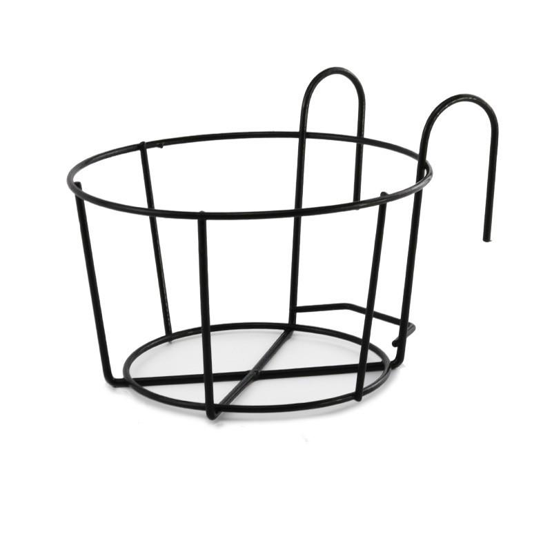 Hanging Wrought Iron Balcony Plant Rack: Potted Succulents & Chlorophytum Display Stand