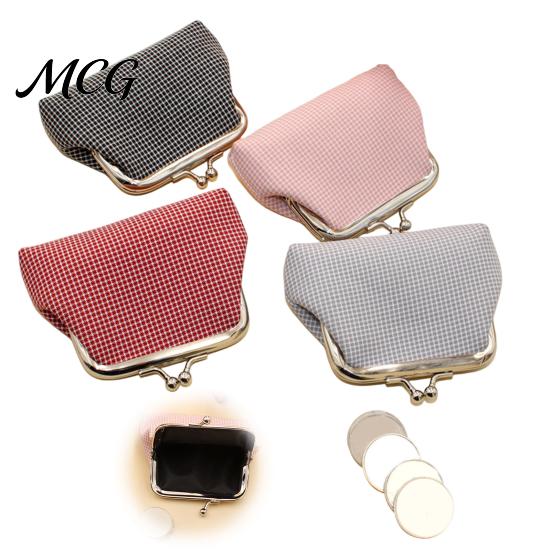 Travel Coin Holder Retro Plaid Purse, Cotton Fabric Small Change Mini Purse Kiss Lock Pouch for Women Coins Cash Earrings Lipstick Storage