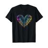 Colourful Music Equalizer Heart Electronic Dance T Shirt Black Vintage Washed Casual Streetwear Top For Everyday Wear Homme
