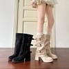 Removable thick-soled knight boots women's autumn and winter new retro two-wear long boots thick high-heeled tube boots