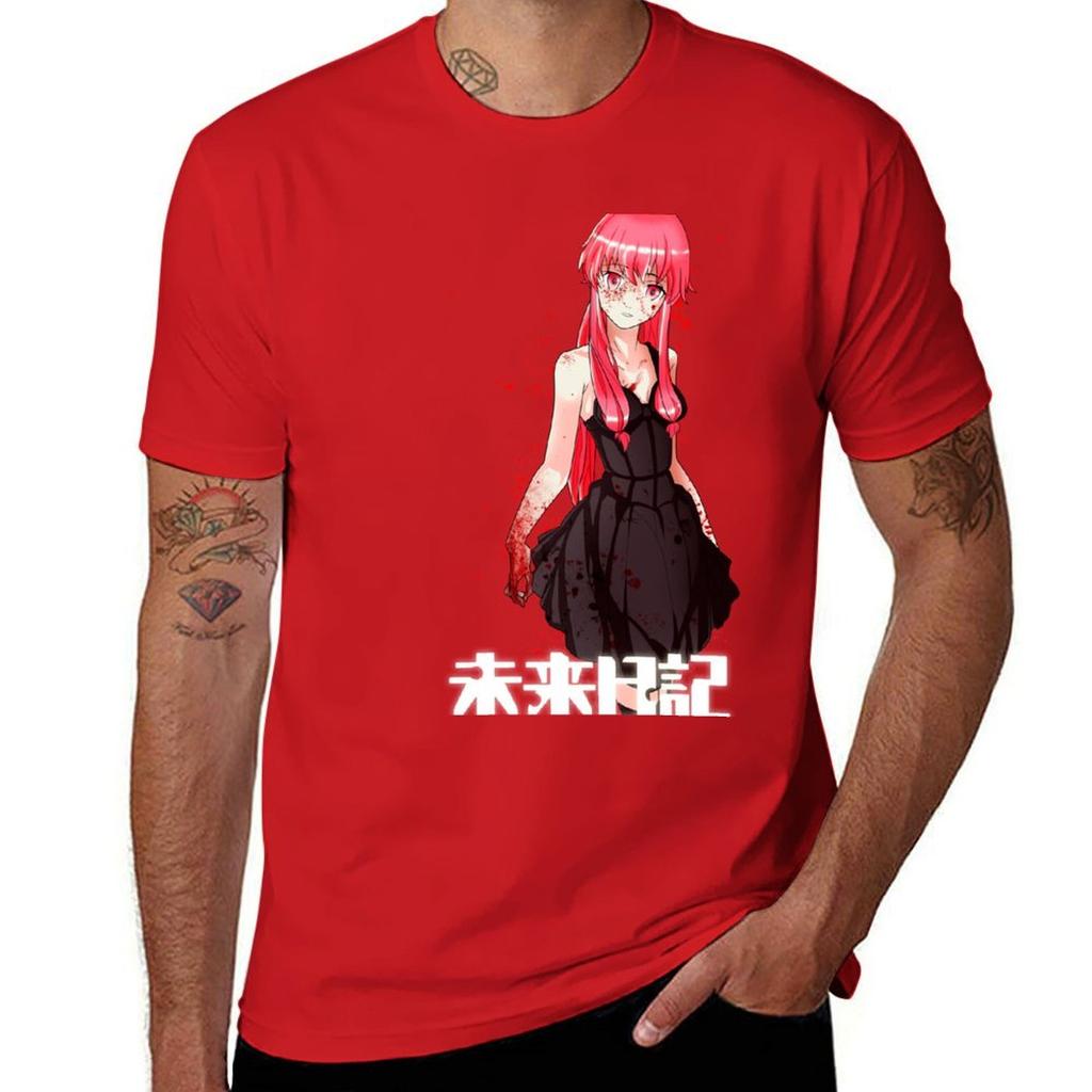 Mirai Nikki Tshirt Korean Fashion Aesthetic Clothes Animal Prinfor Boys Blacks Slim Fit T Shirts for Men