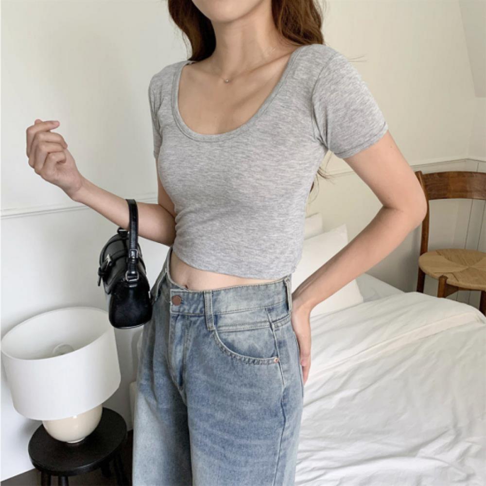 New ArriValS Open Run Women S Rayon Spandex V Neck Cropped ShorT SleeVe T ShirT
