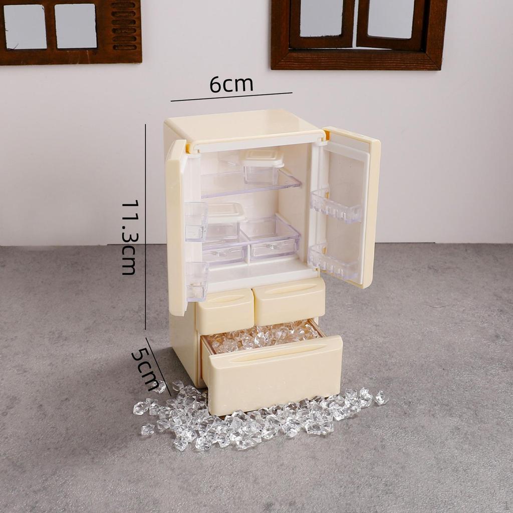 1/12 Freezer Refrigerator Dollhouse Furniture Ornaments with Tweezers Toy for Furnishings Decoration