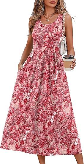 Women's clothing summer European and American neck printing pendulum sleeveless vest pocket dress