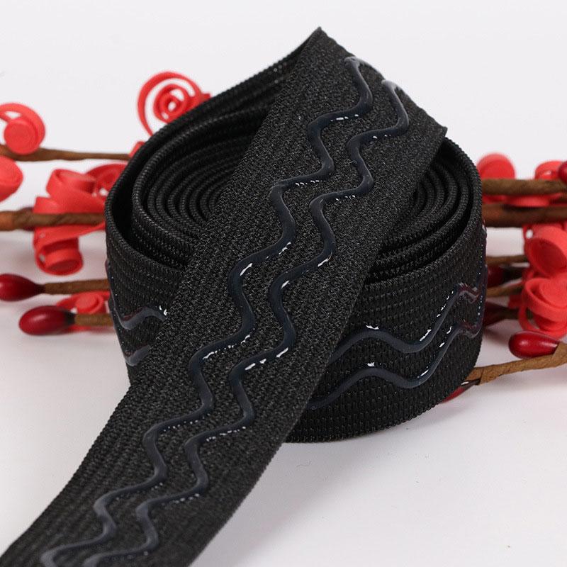 2/5Meters Black Elastic Bands Silicone Non-slip Bra Rubber Tape For Belt Garment Wave Ribbon DIY Clothes Sewing Accessories