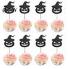 Halloween Cake Topper 8 Pcs Cupcake Toppers, Black Glitter Witch Hat Pumpkin Safe Food Contact Decoration Picks for Party Supplies, Birthday