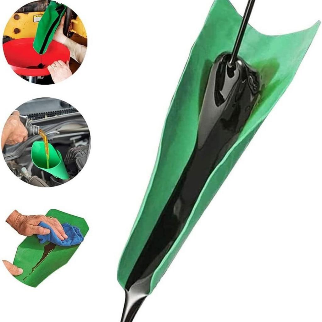 Reusable Flexible Oil Drai Funnel Form A Foldable Funnel For Car Motorcycle Truck Lawnmower Snowplow Reused Oil Change Spill-Free Filling Drainin