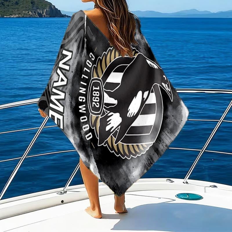 1pc Football17 Beach Towel with Custom Name, Beach/Swimming/Bath/Picnic/Camping Towel, Suitable for Seaside Beaches