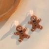 Festive Gingerbread Man & Christmas Tree Earrings - Cute Cartoon Ear Accessories