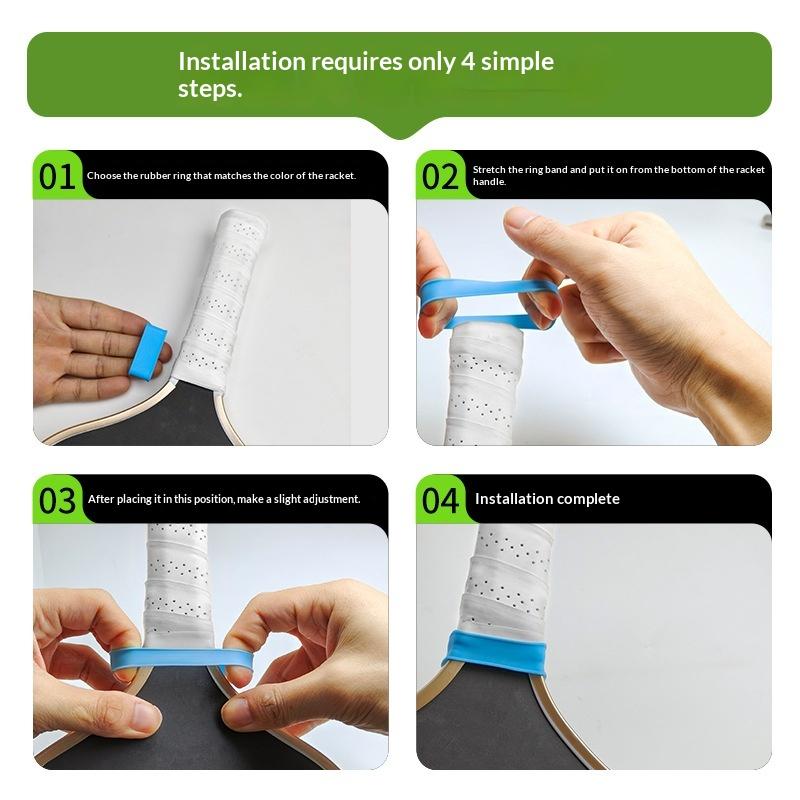9Pcs/Set Pickleball Protective Paddle Racket Grip Bands Tennis Racquet Secures Anti-slip Silicone Overgrip Ring Handle Closure