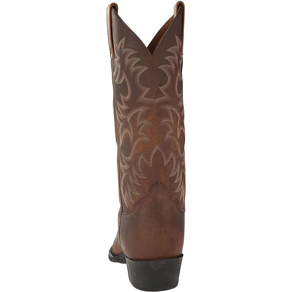 10ASalto Alto Confortável Bordado Primavera e Outono Botas de Motocicleta Raiz de Madeira Botas de Cowboy Ocidentais Altas da Moda
