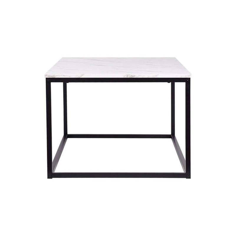 Mable Rectangular Coffee Table - Marble Decor Black Metal Base Ht20c39rec