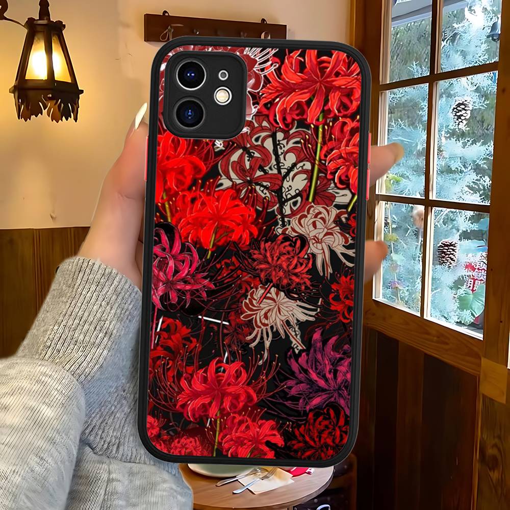 

Red Spider Lily Japan Art For IPhone 11 12 13 14 15 16 Pro Max Plus Matte Translucent Phone Cover iphone 15pro max