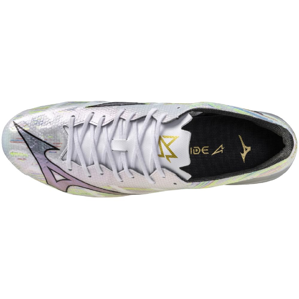 Mizuno Alpha 2 PRO Soccer White with Silver Size 2E Cleats, Wide, Lightweight, Rugby, Iridescent, 26.5 cm,