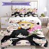 3pcs Duvet Cover Set (1*Duvet Cover + 2*Pillowcase, Without Core), Demon Slayer Print Soft All‑Season Bedding Set, Home Bedroom Decor Gift
