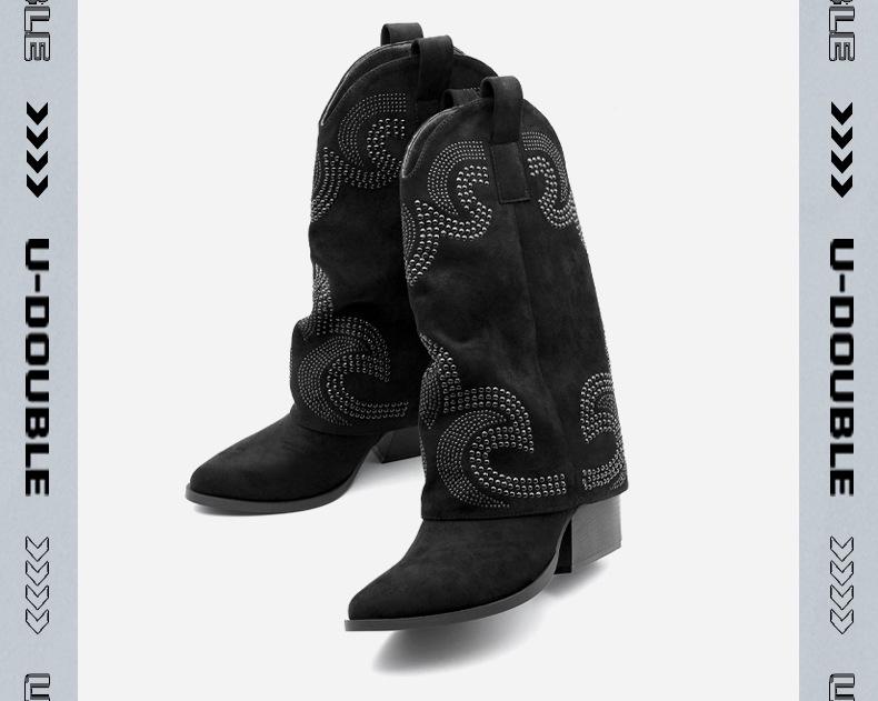 2025 Fall/Winter Merrell Women's Vintage Western High-Heel Knee-High Cowboy Boots