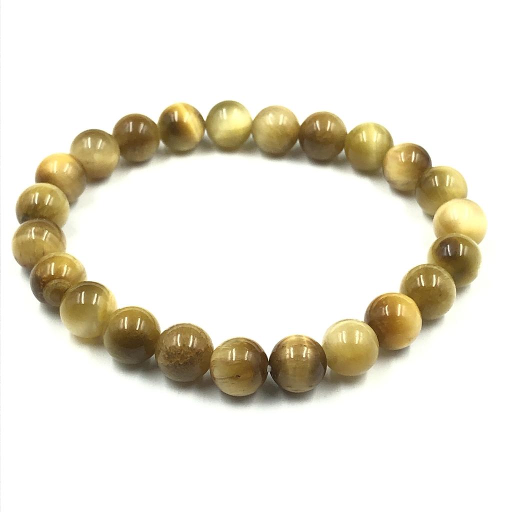 8mm Natural Yellow Star Tiger Eye Gemstone Beads Jewelry Stretch Bracelet For Good-Luck RBB-48