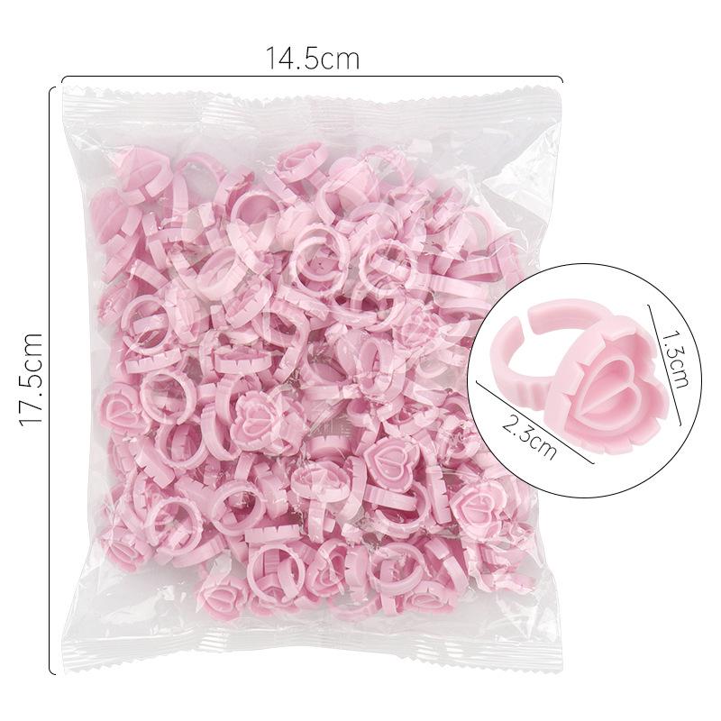Embroidery Eyelash Extension Ring: Heart-Shaped Blooming Resin Cup (50/Bag)
