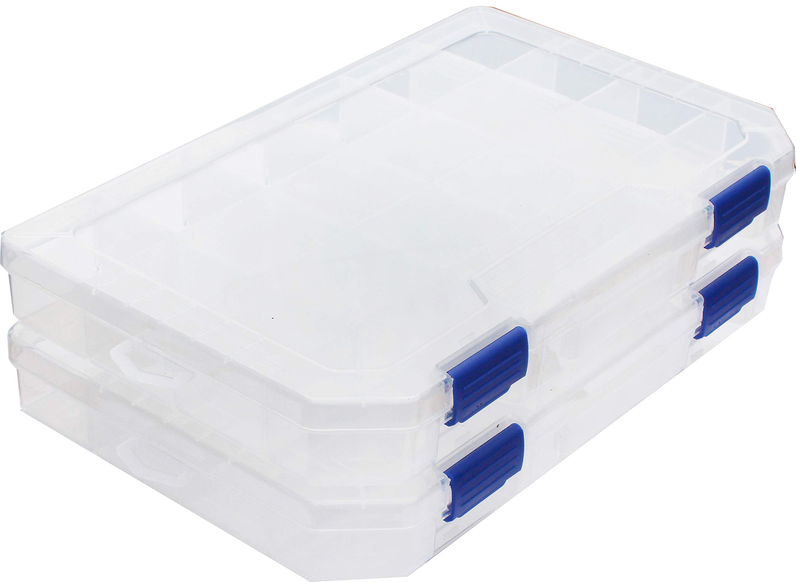 

Large Plastic Tackle Box Storage Organizer Box with Removable Dividers 2 Pack