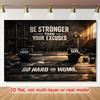 2D Trainingsstudio Kulisse, Vintage Hantel & Zitat Hintergrund