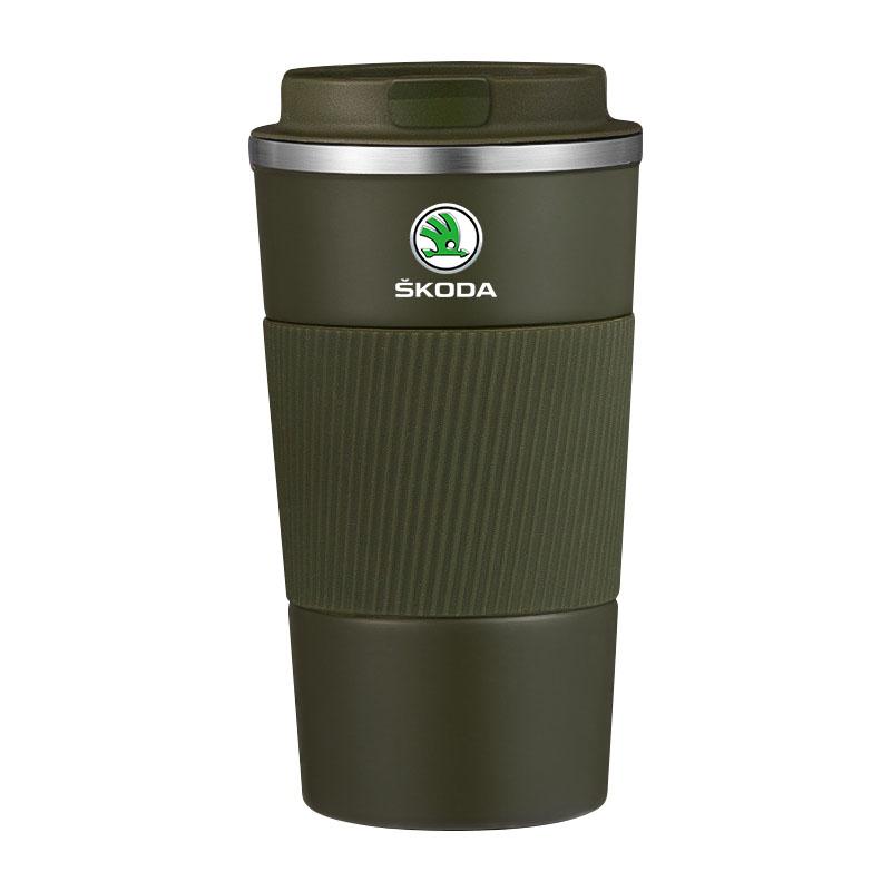 

500ml Stainless Steel Coffee Tumbler Thermos Cup Portable Travel Thermal Mug For Skoda Octavia octavia kodiaq Karoq Kodiaq superb karoq VisionS зелёный