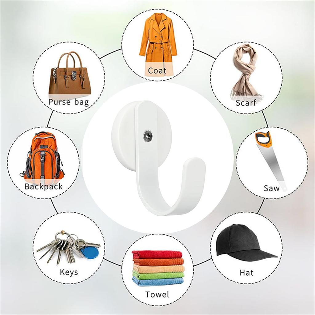 white Metal Magnetic Hooks Cruise Hooks Durable Heavy Duty Kitchen Utensil Hanger for Office Garage Shed Gym Lockers