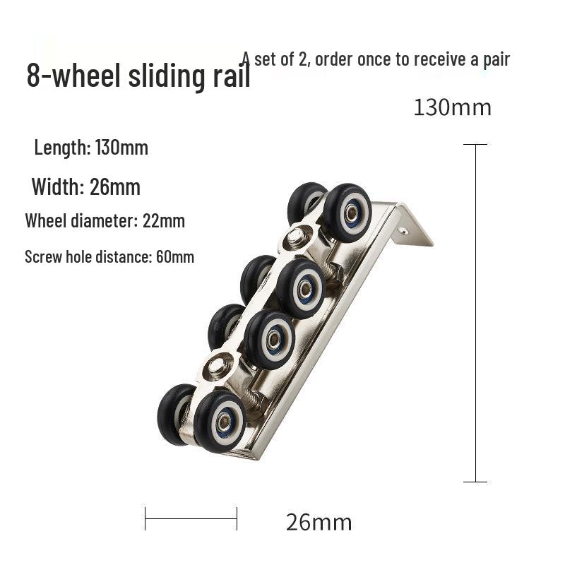 Tyst Skjutdörrspulley och Spårset för Glas- eller Trädörrar