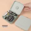 Sewing Kit with Thread, Needle, and Cross-stitch Tools in Solid Wood Pouch