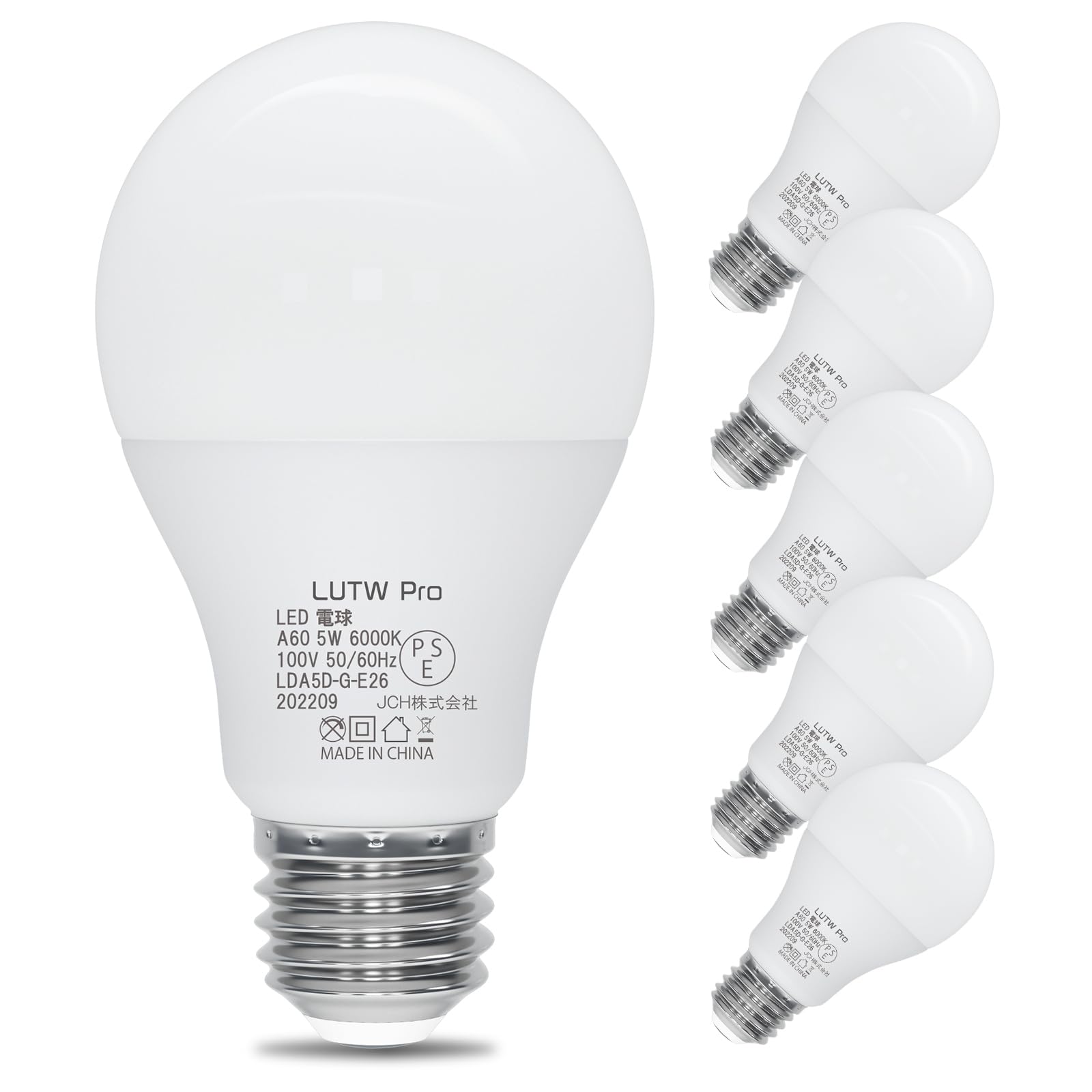 

LUTW Pro LED Bulbs, E26 Base, 40W Equivalent, Daylight White, 6000K, 5W, 500lm, Compatible with Sealed Fixtures, High Brightness, Energy-Saving, Wide