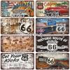 ROUTE 66 Metal Sign Tin Sign Licenses Plate Garage Decor Plaque Vintage Man Cave Bar Pub Club Home Wall Decor Garage Poster