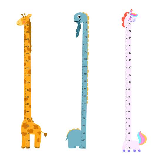 Kids Height Chart Children Height Ruler with Adhesive Animal Pattern Boys Girls Height Wall Chart Growth Measuring Ruler for Nursery Playroom Decor