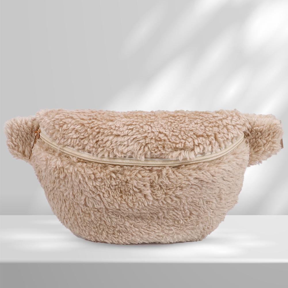 

Пушистая поясная сумка унисекс с застежкой-молнией, нечеткая сумка через плечо, модная многофункциональная складная легкая осенне-зимняя повседневная сумка светло-коричневого