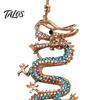 Dragon Key Ring Chinese Keychain with Rhinestone, Golden Plated Alloy Style Handbag Accessories for Men Women, Pendant Handbags Backpacks Decoration