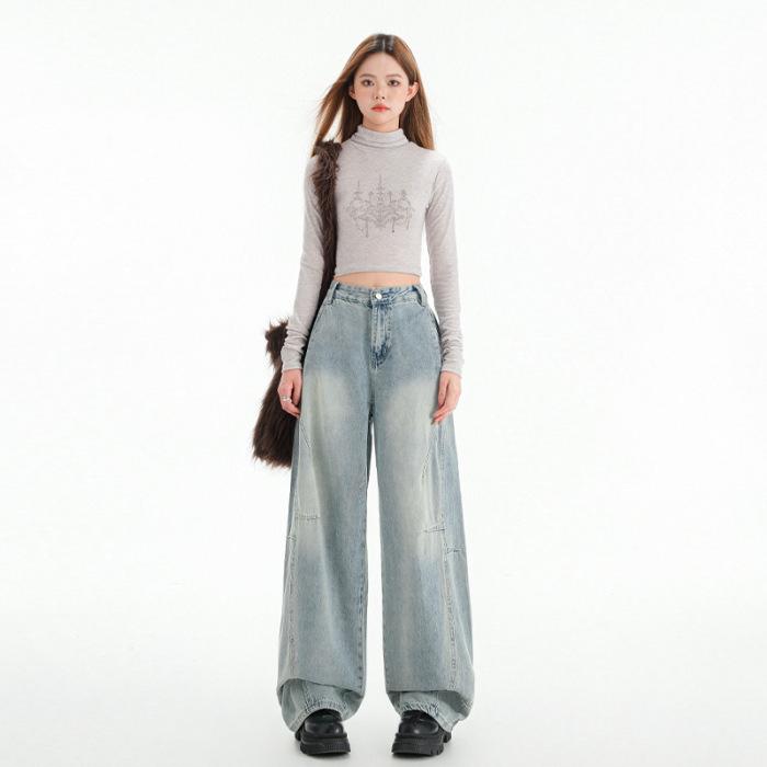 

Женские весенние джинсы с широкими штанинами Женские весенние узкие брюки-бананы Sickle Брюки с широкими штанинами Женские весенние XS