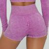 High Waist Elastic Yoga Shorts - Butt-Lifting, Sanded, Solid Color, Summer Activewear