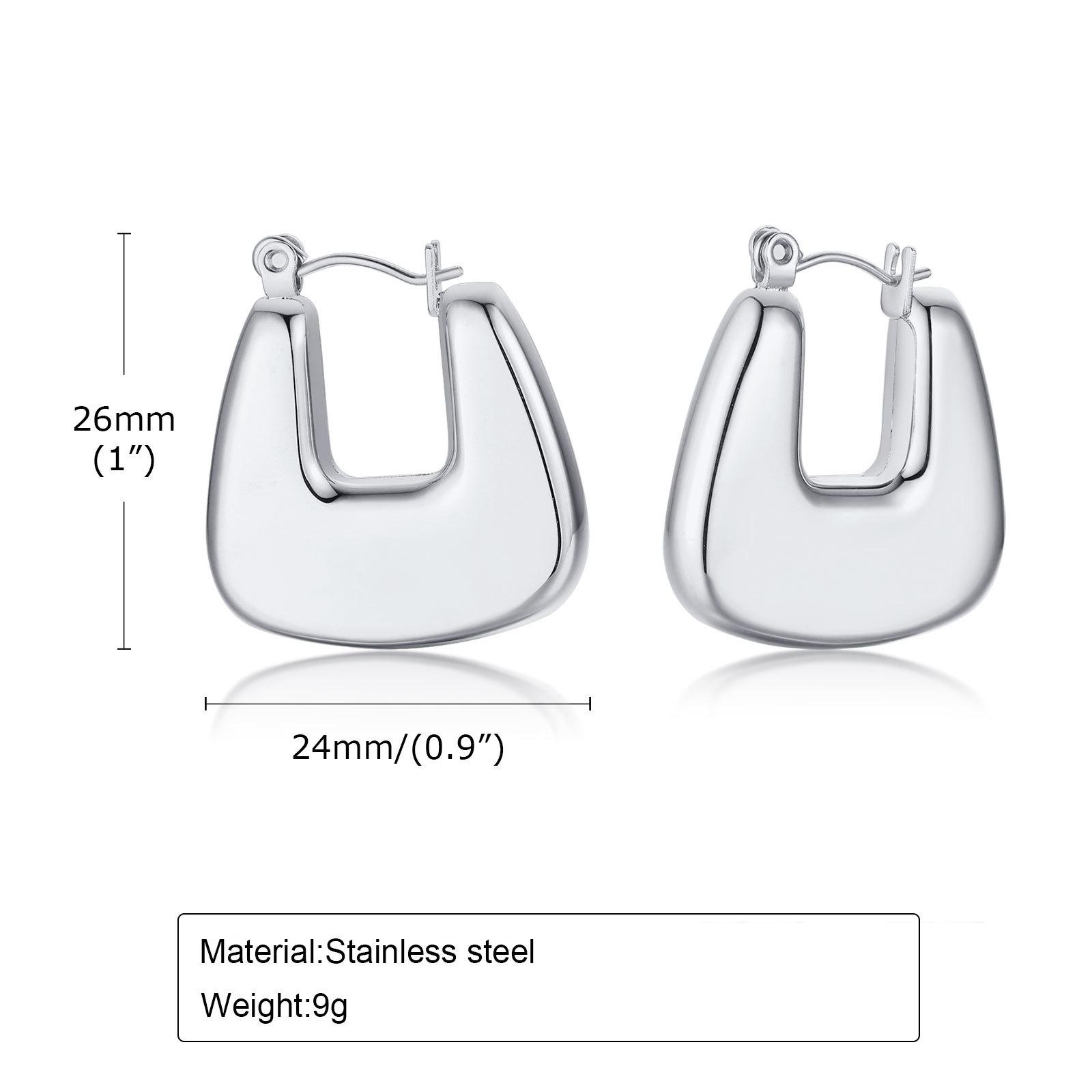 

Women Chic Geometric Hoop Earrings for Women, Silver Plated Minimalist Stainless Steel Circle Huggies, Party Bold Ear Jewelry
