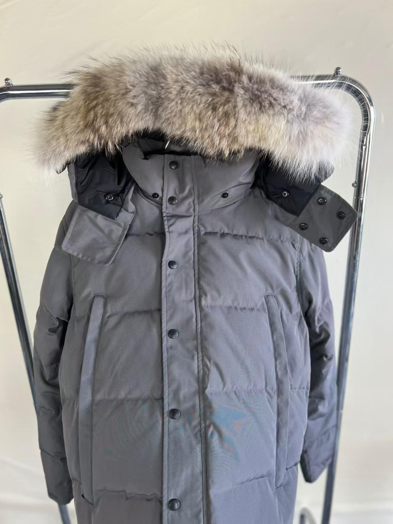 

Wyndham Parka - Goose Down Jacket with Real Wolf Fur, 29 Styles for Canadian Men and Women, Model 3808M. L