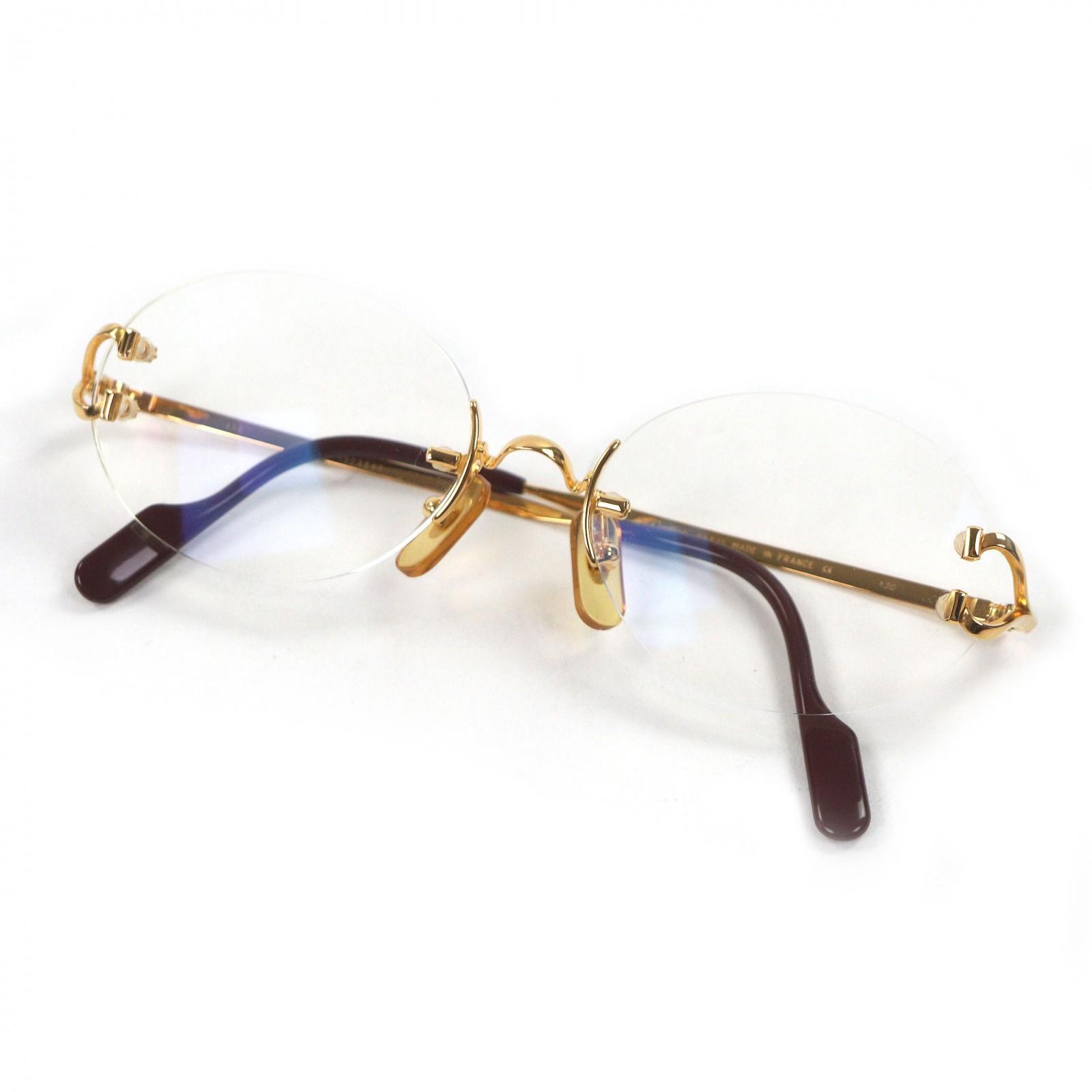 

Great Cartier Glasses C logo oval lens two-point rimless gold Used