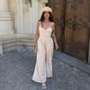 European and American Style 2026 New V-neck Suspender Women's Clothing Sexy Backless Solid Color Casual Wide-leg Jumpsuit Wholesale
