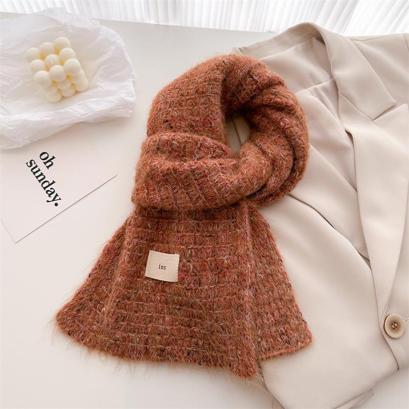 Diandian yarn contains knitted scarf medium and long shawl scarf versatile warm and cold-proof autumn and winter women's new models