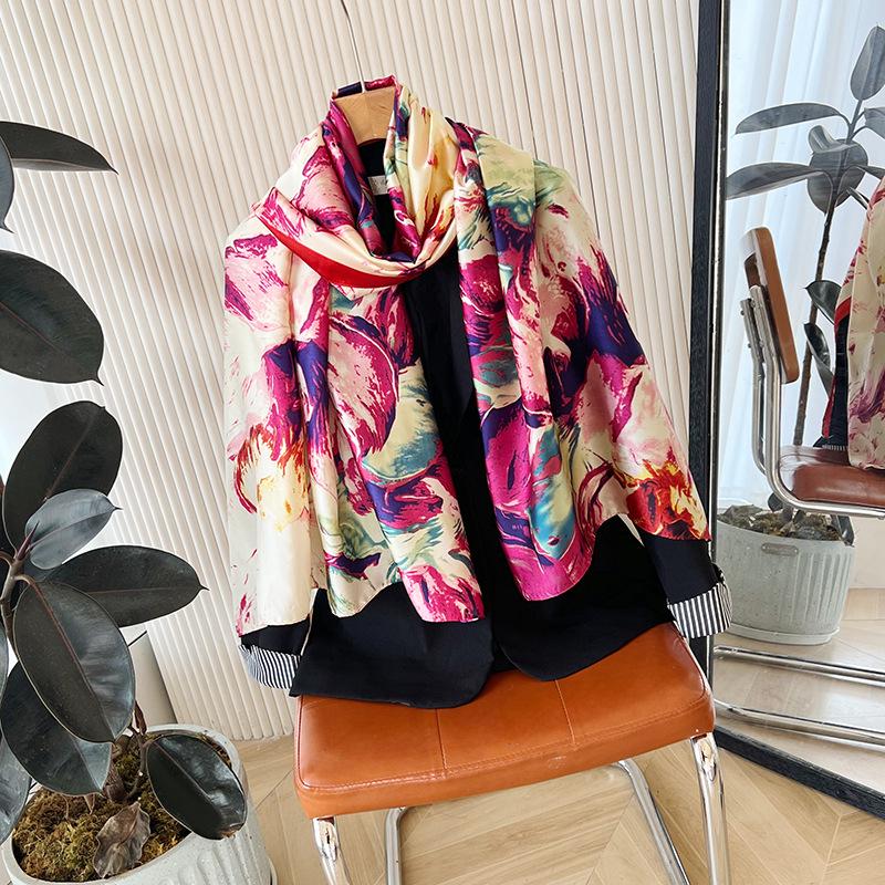 Dámský univerzální dlouhý šátek/šála Gardenia Brocade - Dekorativní ochrana proti slunci, Plážová osuška