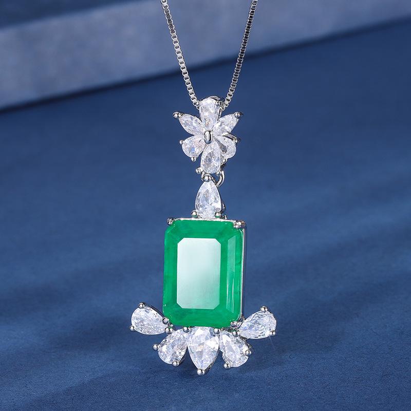 New European and American fashion simulation emerald Paraiba suit women