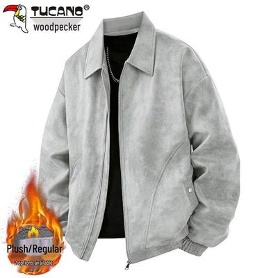 Men's Suede-Effect Retro Workwear Jacket